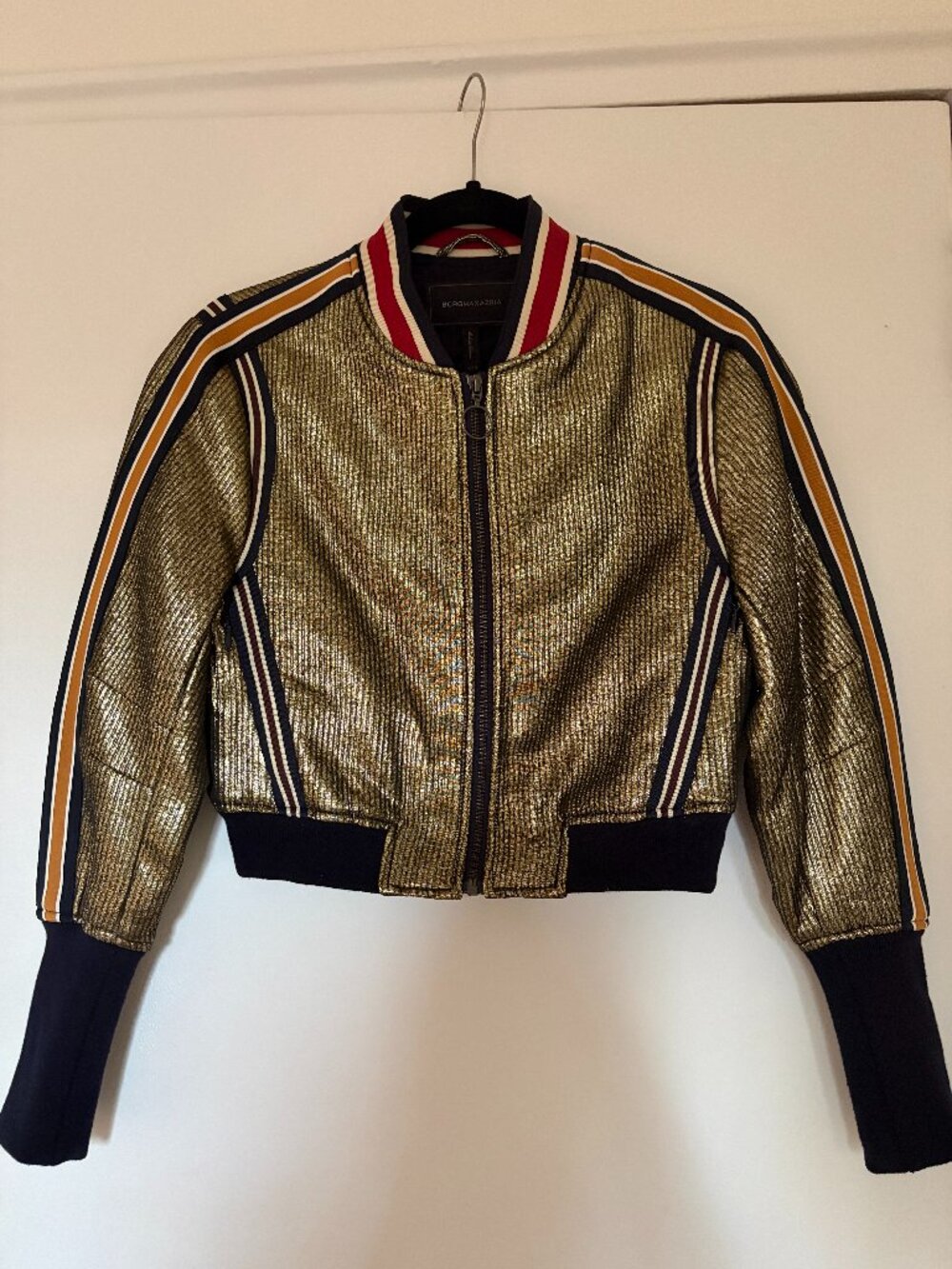 BCBGMaxAzria Bomber Jacket in Gold Size XXS